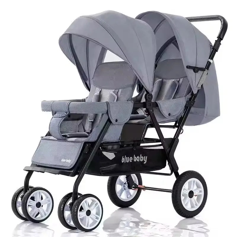 KTX-765011 Lightweight Folding Twin Baby Stroller with Adjustable Seating Options for Infants and Toddlers