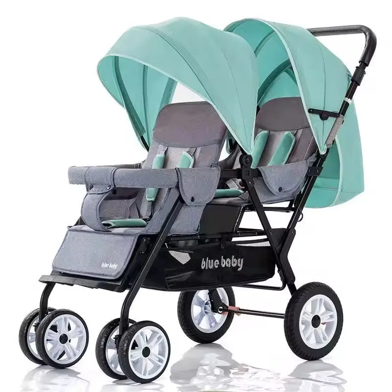 KTX-765011 Lightweight Folding Twin Baby Stroller with Adjustable Seating Options for Infants and Toddlers