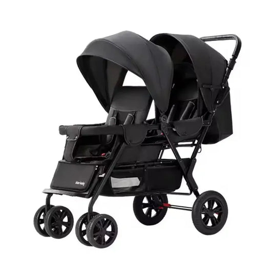 KTX-765011 Lightweight Folding Twin Baby Stroller with Adjustable Seating Options for Infants and Toddlers