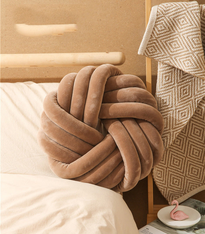 KTX-765651 Decorative Knotted Ball Cushion for Living Room and Office - Soft Plush and PP Cotton Pillow