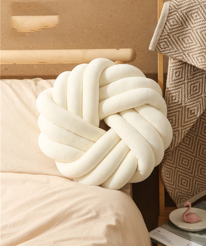KTX-765651 Decorative Knotted Ball Cushion for Living Room and Office - Soft Plush and PP Cotton Pillow