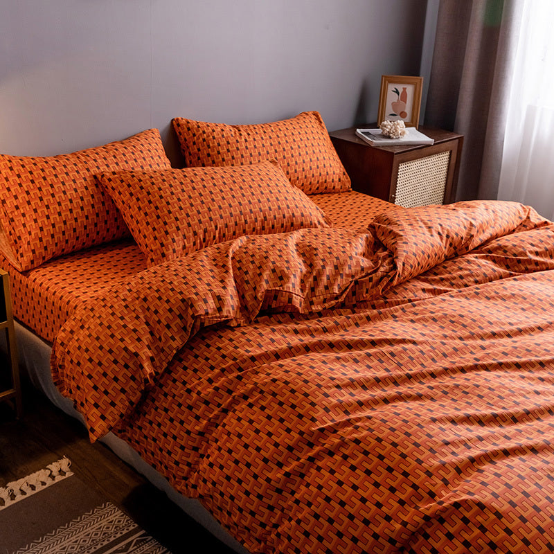 KTX-765779 Cotton Fitted Sheet Quilt Set for 1.8m Bed - Four-Piece Collection