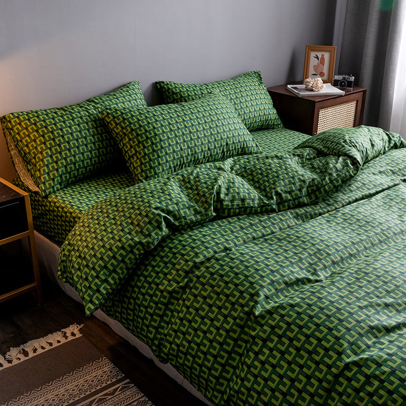 KTX-765779 Cotton Fitted Sheet Quilt Set for 1.8m Bed - Four-Piece Collection