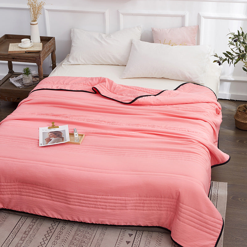 KTX-766803 Washed Cotton Quilted Lightweight Summer Cool Blanket in Multiple Colors