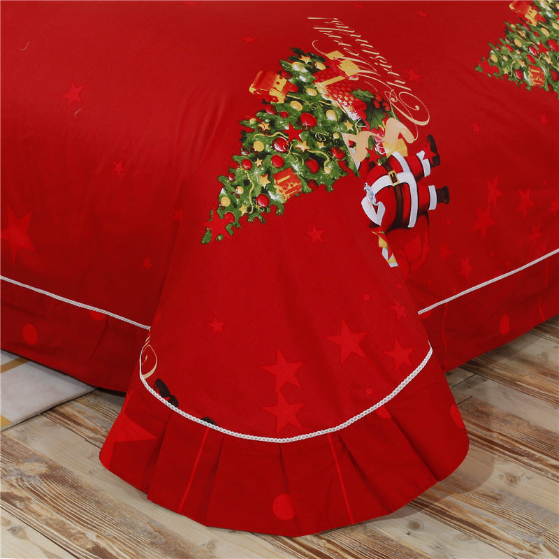 KTX-767443 Cotton 3D Christmas-Themed Bedding Set in Three and Four Piece Options