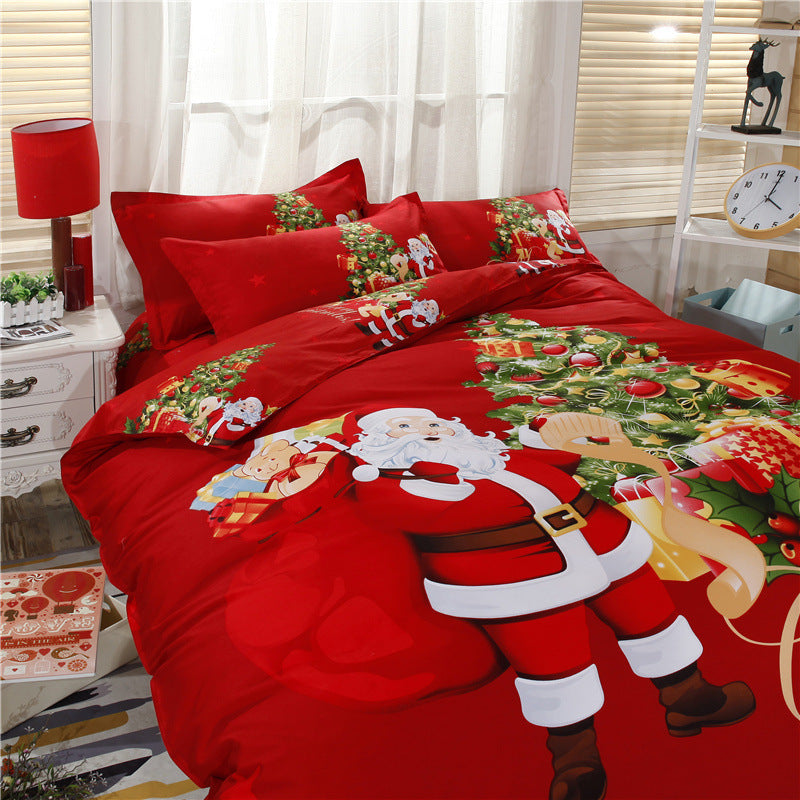 KTX-767443 Cotton 3D Christmas-Themed Bedding Set in Three and Four Piece Options