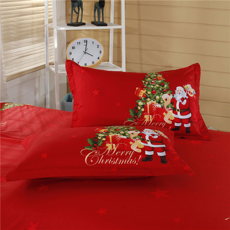 KTX-767443 Cotton 3D Christmas-Themed Bedding Set in Three and Four Piece Options