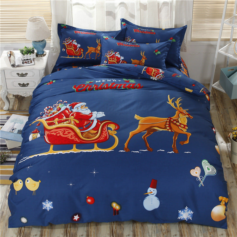 KTX-767443 Cotton 3D Christmas-Themed Bedding Set in Three and Four Piece Options