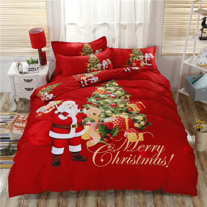 KTX-767443 Cotton 3D Christmas-Themed Bedding Set in Three and Four Piece Options