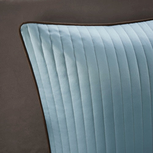 KTX-768275 12 Piece Full Comforter Set with Cotton Bed Sheets in Blue and Brown, Paisley Pattern