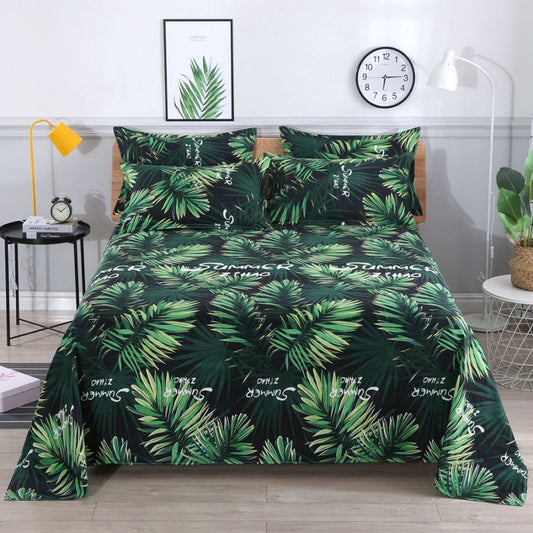 KTX-770579 Skin-Friendly Sanded Sheets for All Seasons - Universal Designs in Choi Yun Court, Tropical Rainforest, Banana Leaves, Colorful Feathers, Red Grid, and Love Hearts