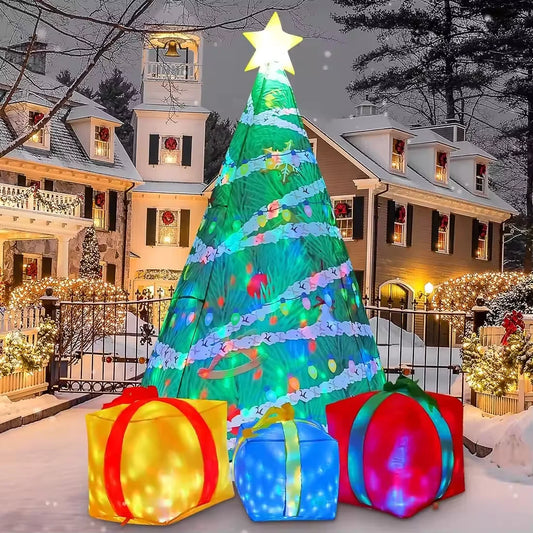 KTX-771027 7 FT Inflatable Christmas Tree with Gift Box and LED Lights for Outdoor Holiday Decor
