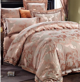 KTX-771347 European-Style 4-Piece Luxury Cotton Satin Bedding Set with Jacquard Design