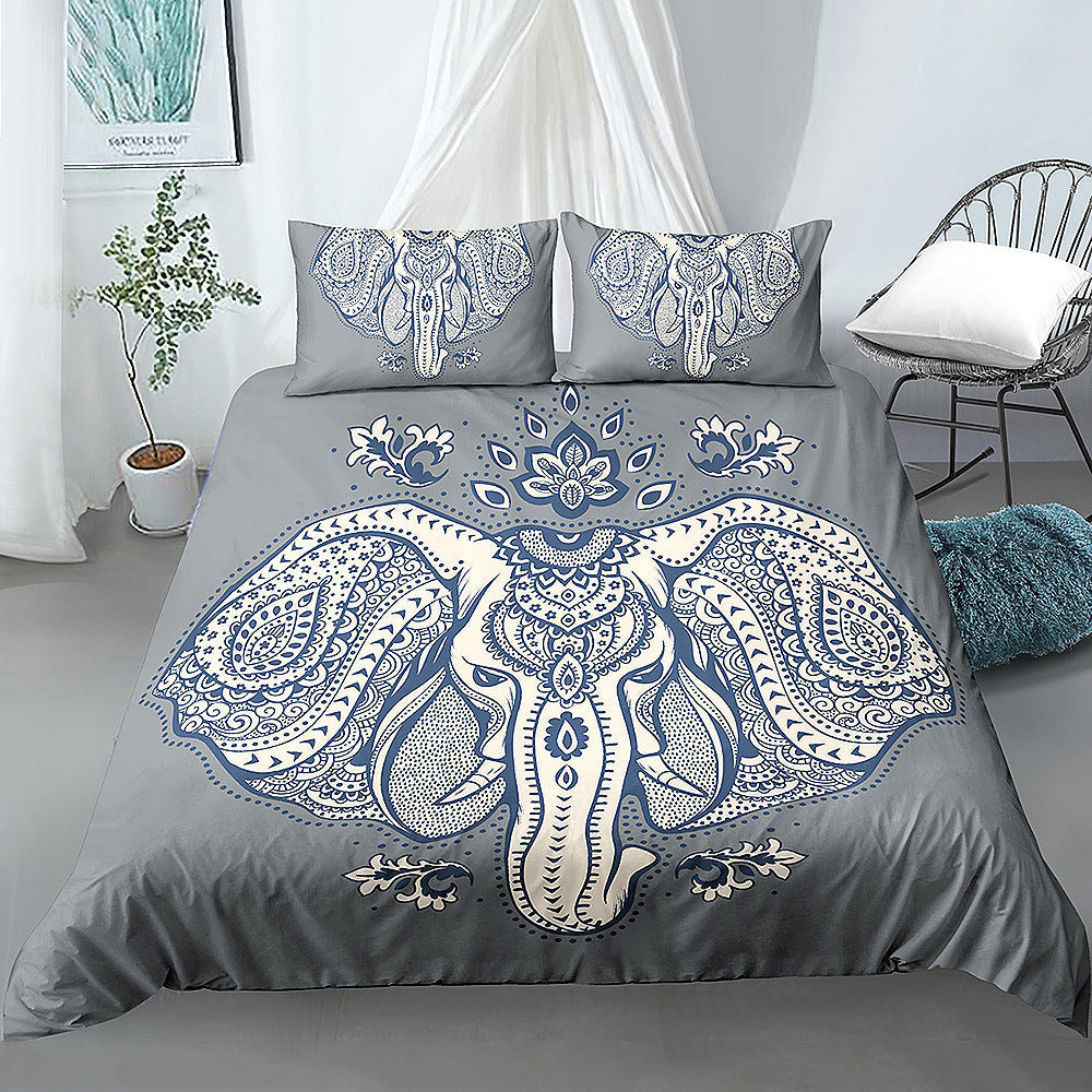 KTX-772563 Digital Printed Cartoon Elephant Bedding Set - Multiple Sizes Available