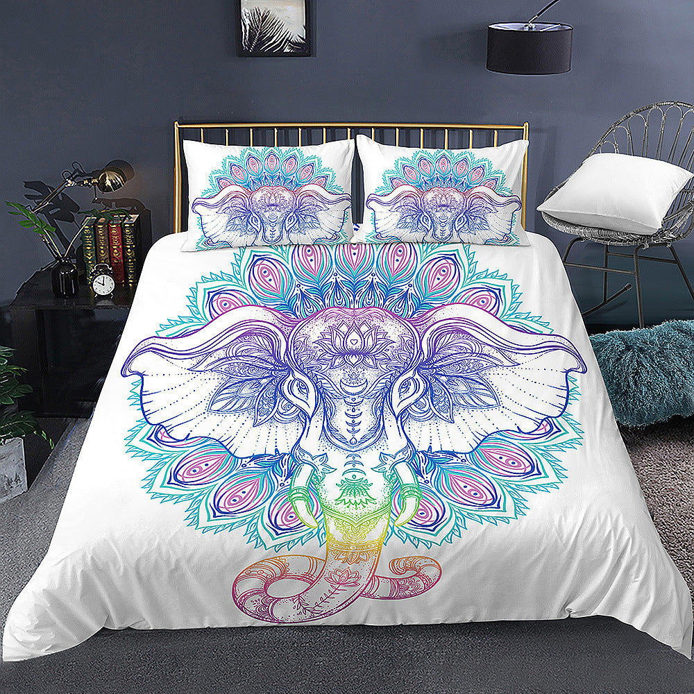 KTX-772563 Digital Printed Cartoon Elephant Bedding Set - Multiple Sizes Available