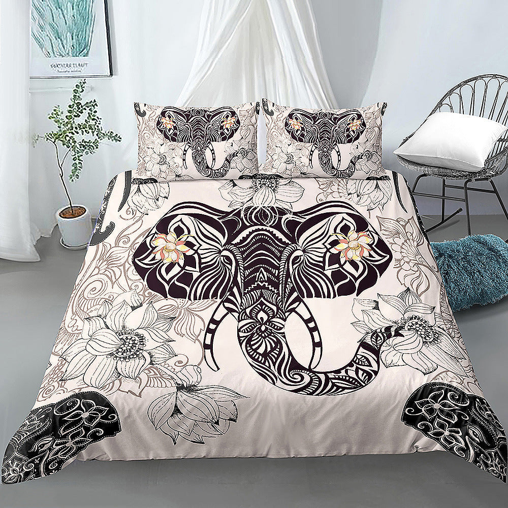 KTX-772563 Digital Printed Cartoon Elephant Bedding Set - Multiple Sizes Available