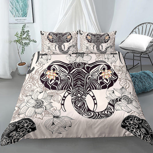 KTX-772563 Digital Printed Cartoon Elephant Bedding Set - Multiple Sizes Available