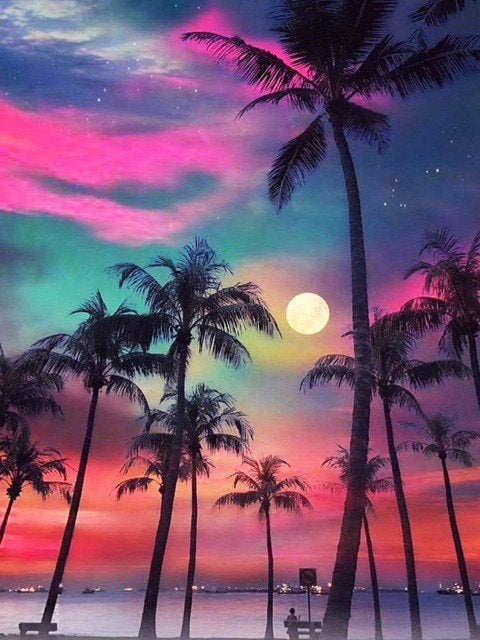 KTX-773651 Sunset Landscape DIY Diamond Painting Kit, Modern 30x40 Resin Craft for Living Room Décor