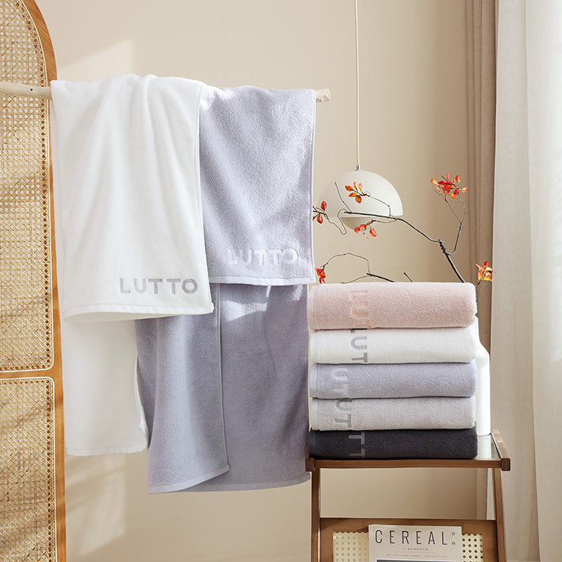 KTX-774291 Plus-sized Thickened Absorbent Bath Towel in White, Pink, Gray, Light Gray, and Dark Gray - Combed Cotton Material