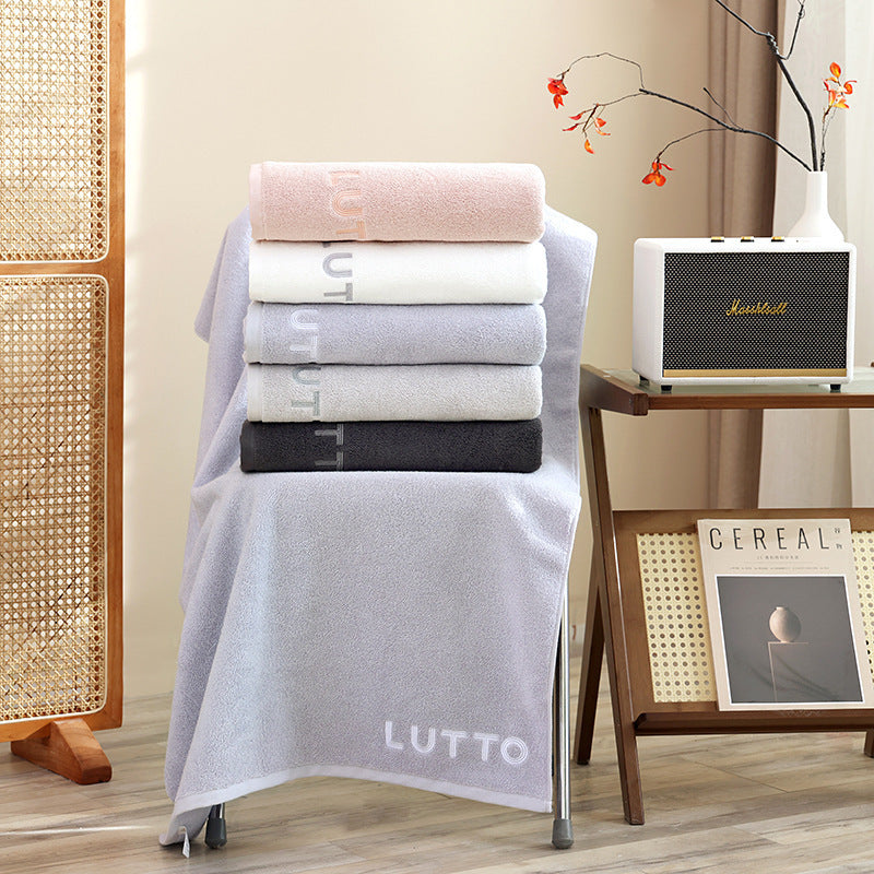 KTX-774291 Plus-sized Thickened Absorbent Bath Towel in White, Pink, Gray, Light Gray, and Dark Gray - Combed Cotton Material