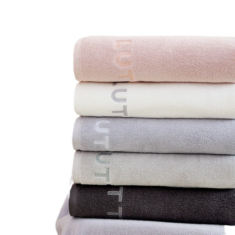 KTX-774291 Plus-sized Thickened Absorbent Bath Towel in White, Pink, Gray, Light Gray, and Dark Gray - Combed Cotton Material