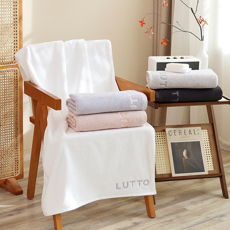 KTX-774291 Plus-sized Thickened Absorbent Bath Towel in White, Pink, Gray, Light Gray, and Dark Gray - Combed Cotton Material