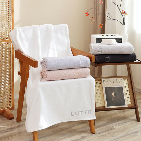 KTX-774291 Plus-sized Thickened Absorbent Bath Towel in White, Pink, Gray, Light Gray, and Dark Gray - Combed Cotton Material