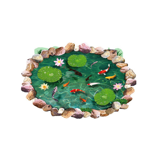 KTX-774803 Moonlight Fish Pond PVC Waterproof Wall Sticker for Bathroom Decoration 60x90cm