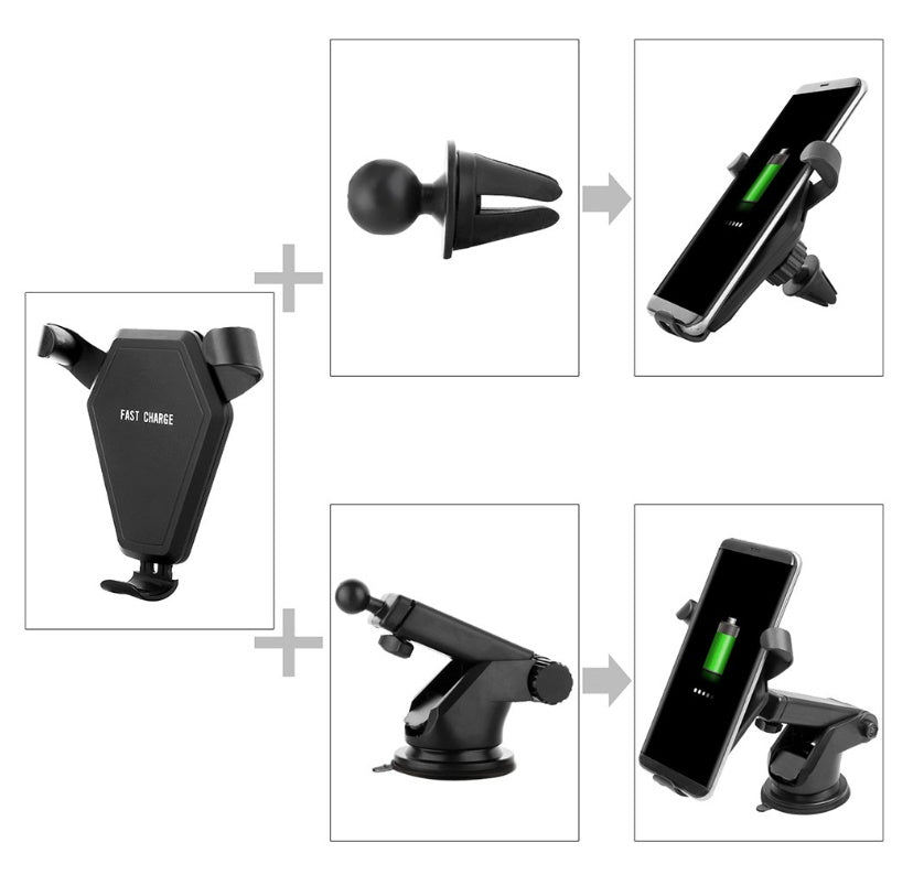 KTX-774931 Gravity Car Wireless Charger Compatible with iPhone and Galaxy Models - Fast Wireless Charging 10W/7.5W