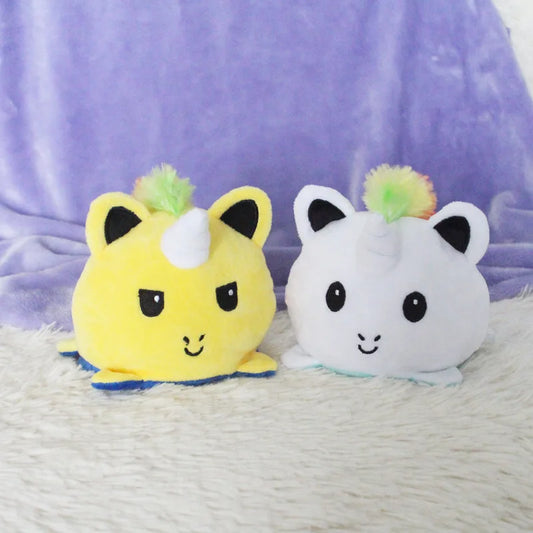 KTX-775123 Reversible Unicorn Plush Toy - Colorful Double-Sided Flip Doll with Soft PP Cotton Filling for Ages 2-14