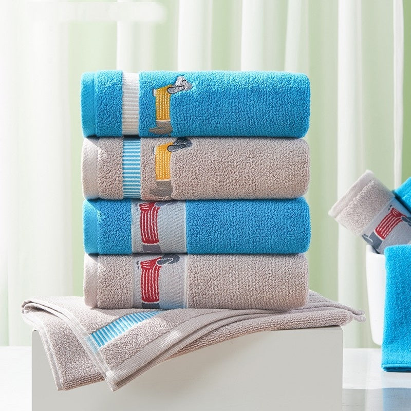 KTX-775443 Soft Pure Cotton Cartoon Face Towel – Water Absorbent in Multiple Colors