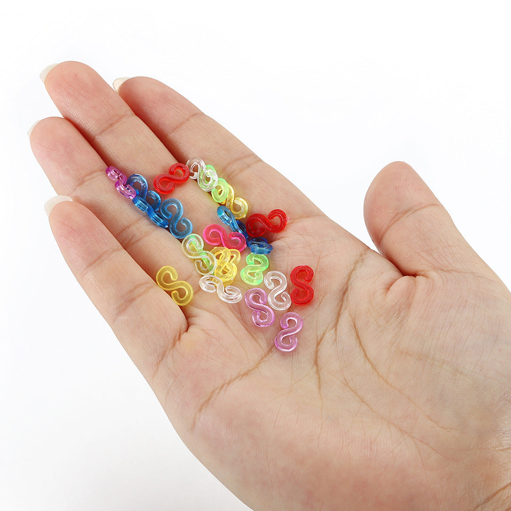 KTX-775699 S Clip Rubber Band Connectors for DIY Ornament and Bracelet Making - 500PCS Set