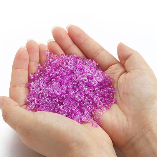 KTX-775699 S Clip Rubber Band Connectors for DIY Ornament and Bracelet Making - 500PCS Set