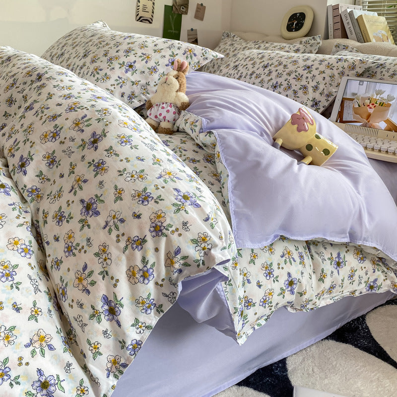 KTX-775827 Washed Cotton Plant and Flower Bed Quilt Cover – Available in Multiple Sizes