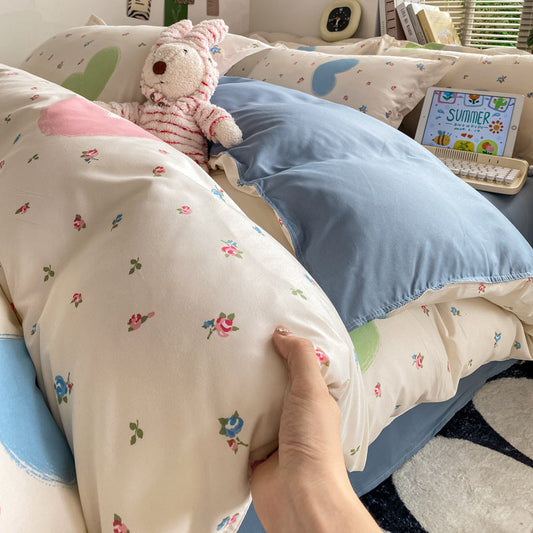 KTX-775827 Washed Cotton Plant and Flower Bed Quilt Cover – Available in Multiple Sizes