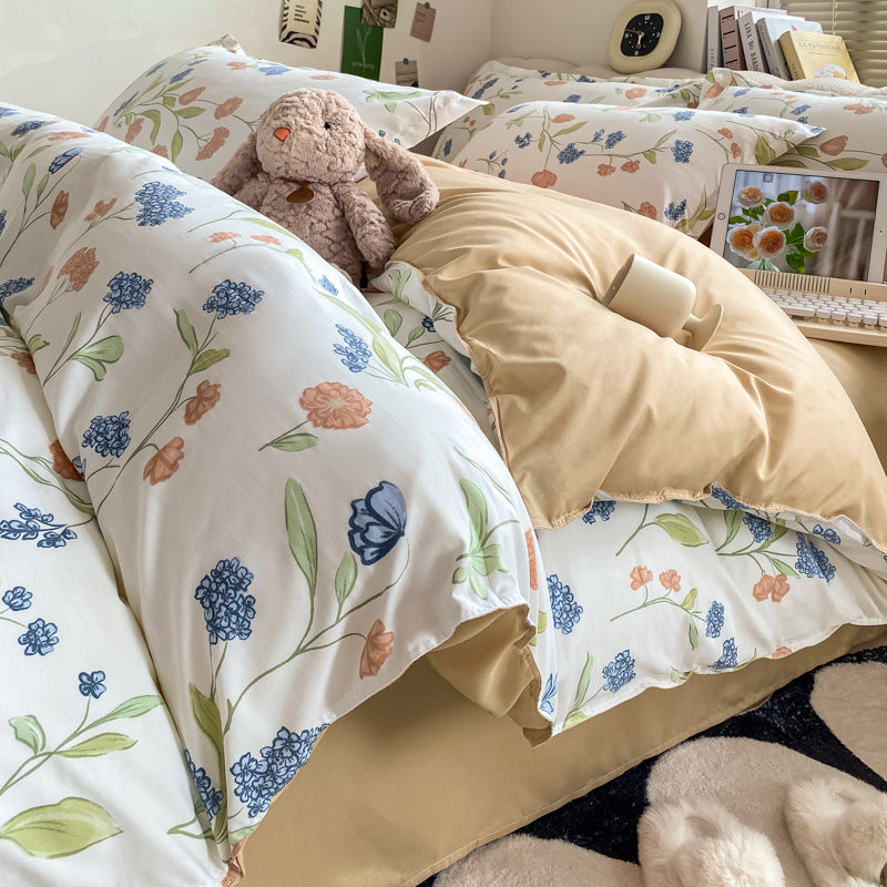 KTX-775827 Washed Cotton Plant and Flower Bed Quilt Cover – Available in Multiple Sizes