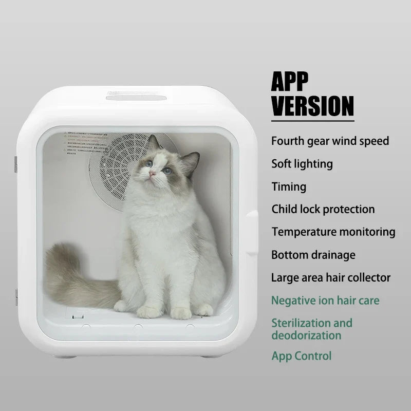 KTX-776275 Automatic Pet Dryer Box with Temperature Control for Cats and Dogs, Ultra Quiet Design, Timer Function, Eco-Friendly Materials