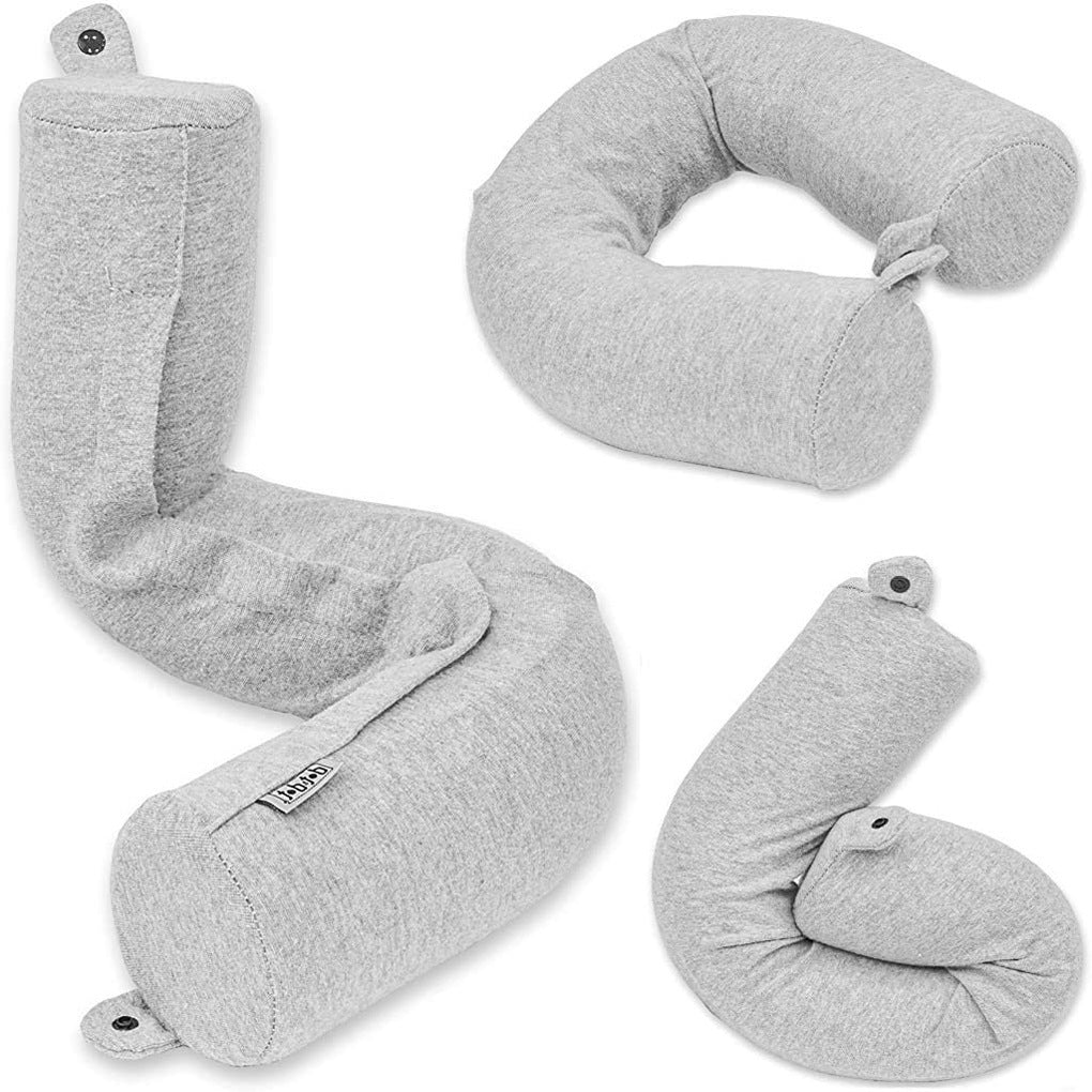 KTX-776339 Adjustable Memory Foam U-Shaped Travel Pillow for Neck, Chin, and Lumbar Support, Grey