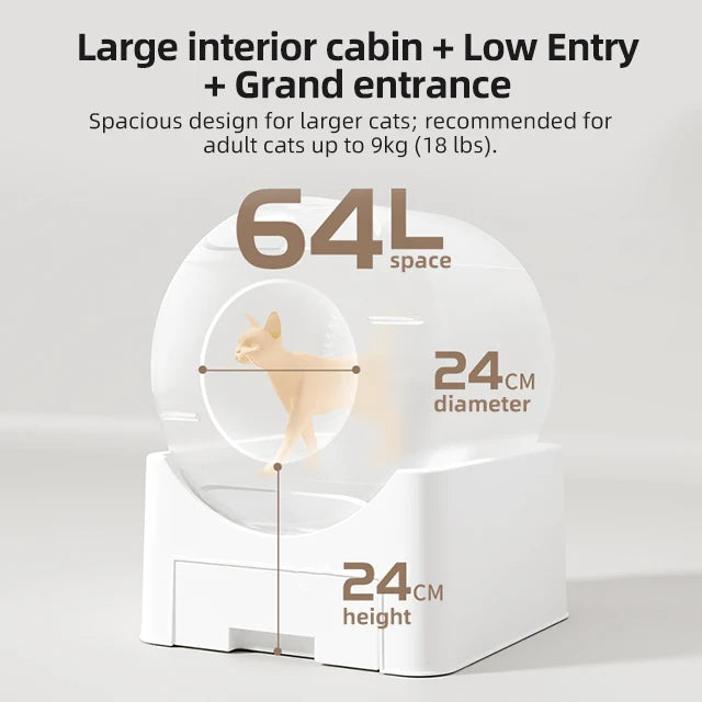 KTX-776467 Smart Automatic Cat Litter Box with Self-Cleaning Function and 64L Capacity