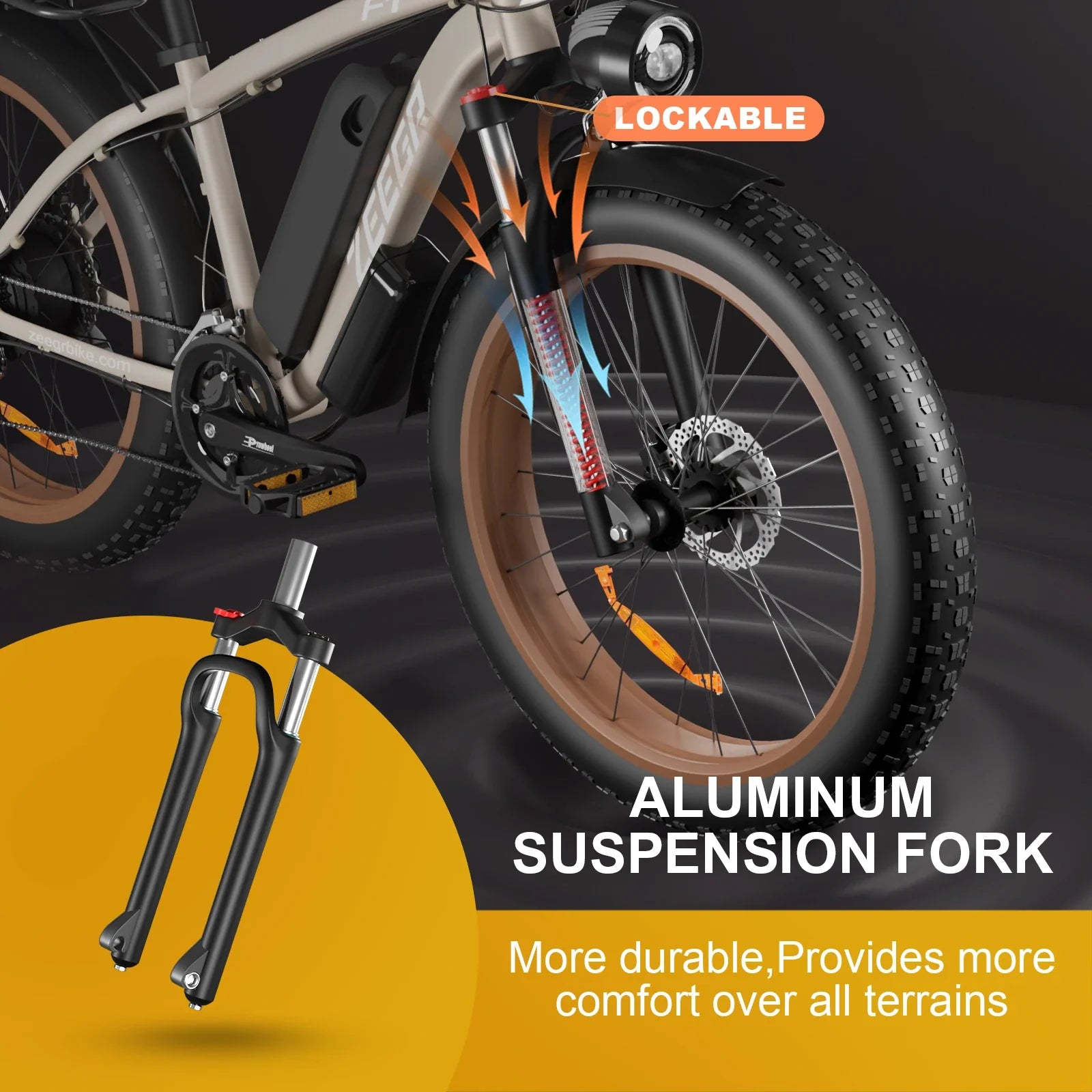 KTX-776723 Electric Mountain Bike with 1000W Motor, 48V 16Ah Battery, 7-Speed Gears, and Hydraulic Disc Brakes - 26 Inch Fat Tire E-Bike for Adults