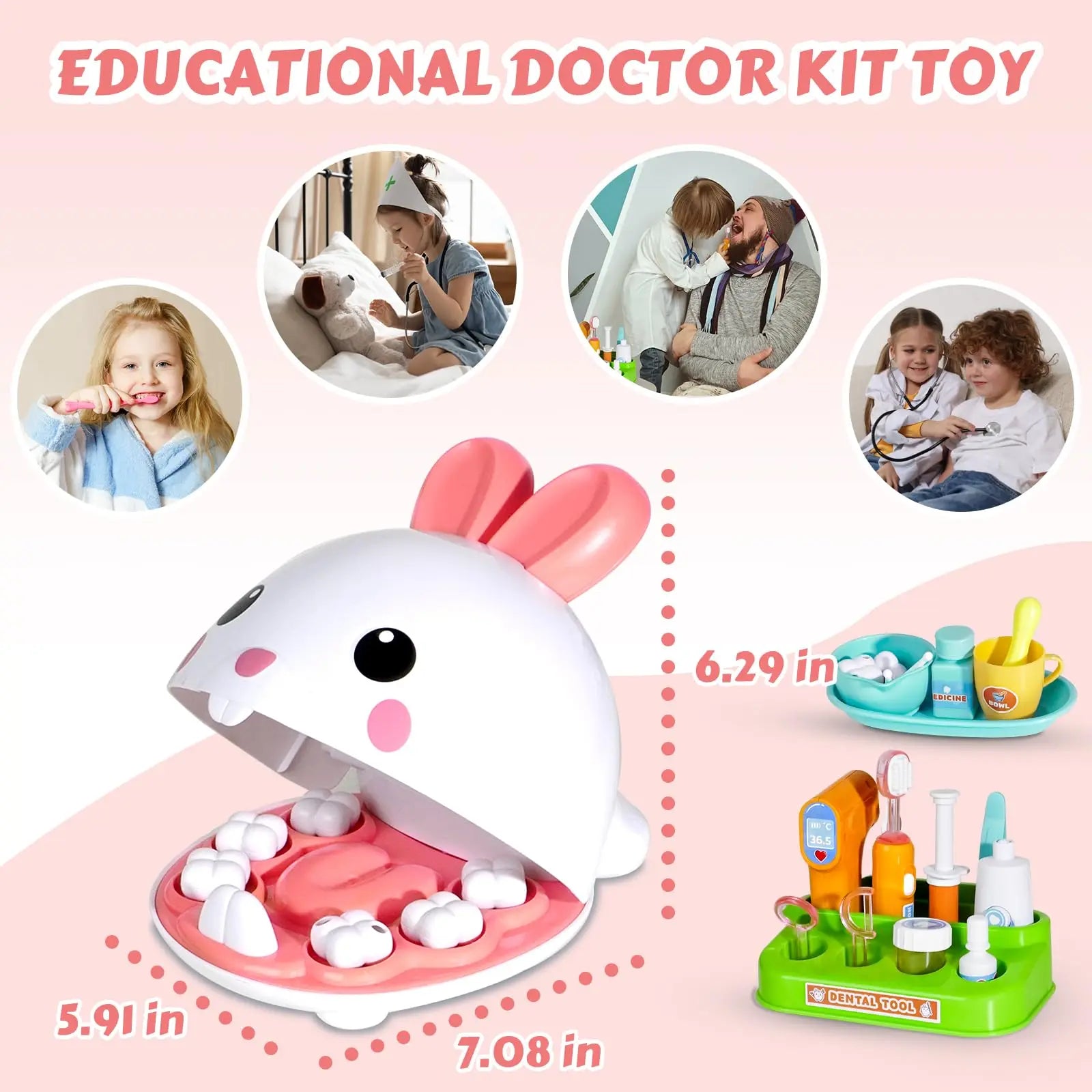 KTX-776851 Pet Dentist Play Set for Kids - 31 Pieces Doctor Pretend Play Toy for Ages 2-13