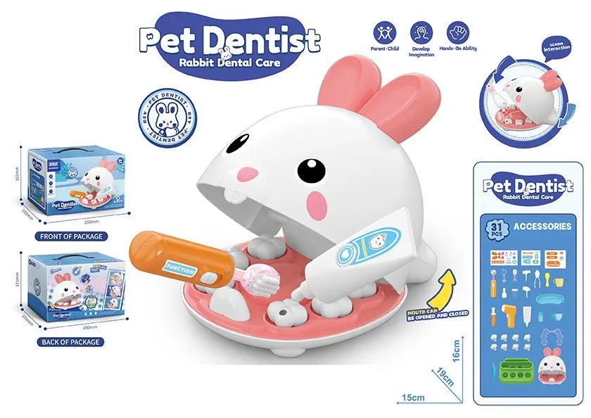 KTX-776851 Pet Dentist Play Set for Kids - 31 Pieces Doctor Pretend Play Toy for Ages 2-13