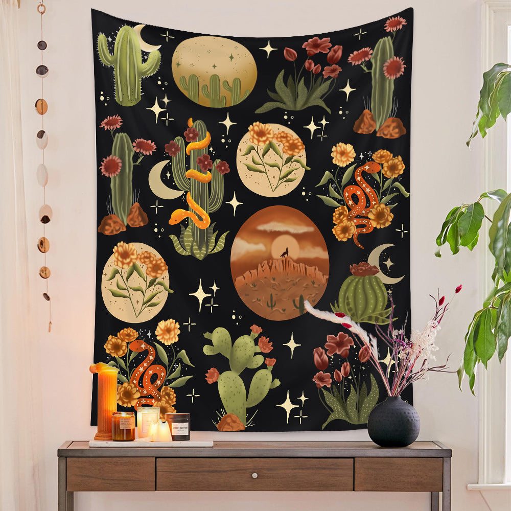 KTX-777875 European Retro Mushroom Plant Tapestry - Plush Fabric Wall Hanging Decoration in Various Sizes