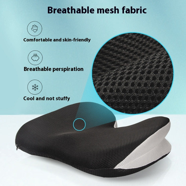 KTX-778131 Memory Foam Office Car Cushion - Black Mesh Fabric, Non-Slip Design, 46x37x13cm