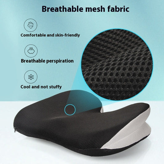 KTX-778131 Memory Foam Office Car Cushion - Black Mesh Fabric, Non-Slip Design, 46x37x13cm