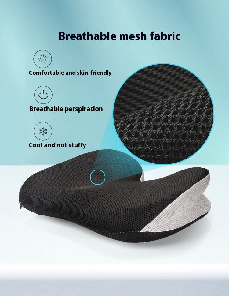 KTX-778131 Memory Foam Office Car Cushion - Black Mesh Fabric, Non-Slip Design, 46x37x13cm