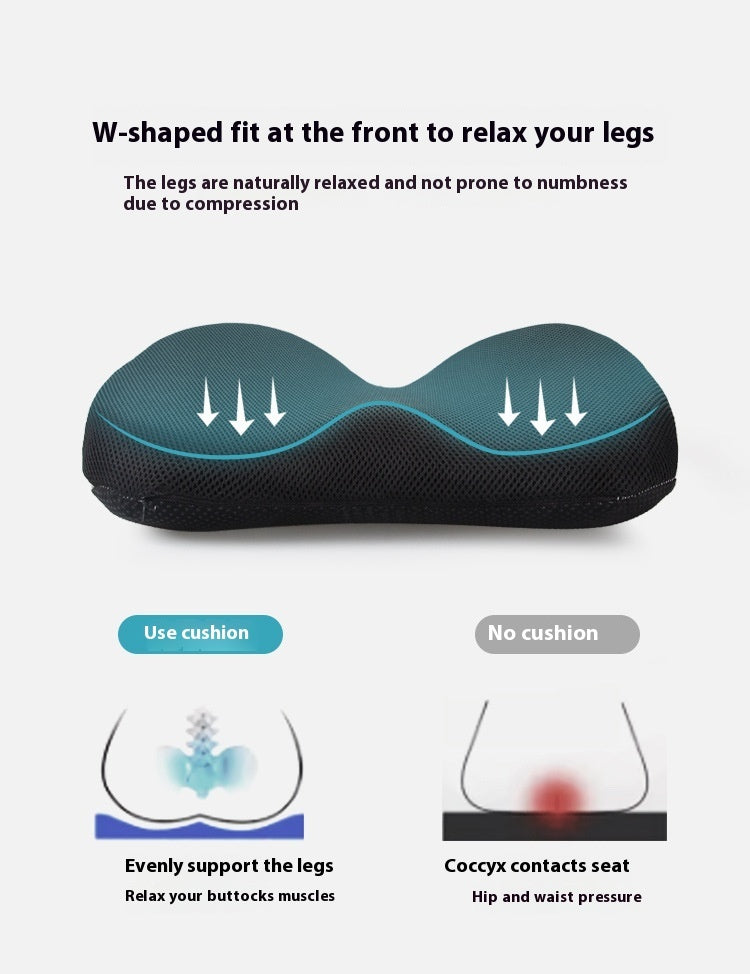 KTX-778131 Memory Foam Office Car Cushion - Black Mesh Fabric, Non-Slip Design, 46x37x13cm