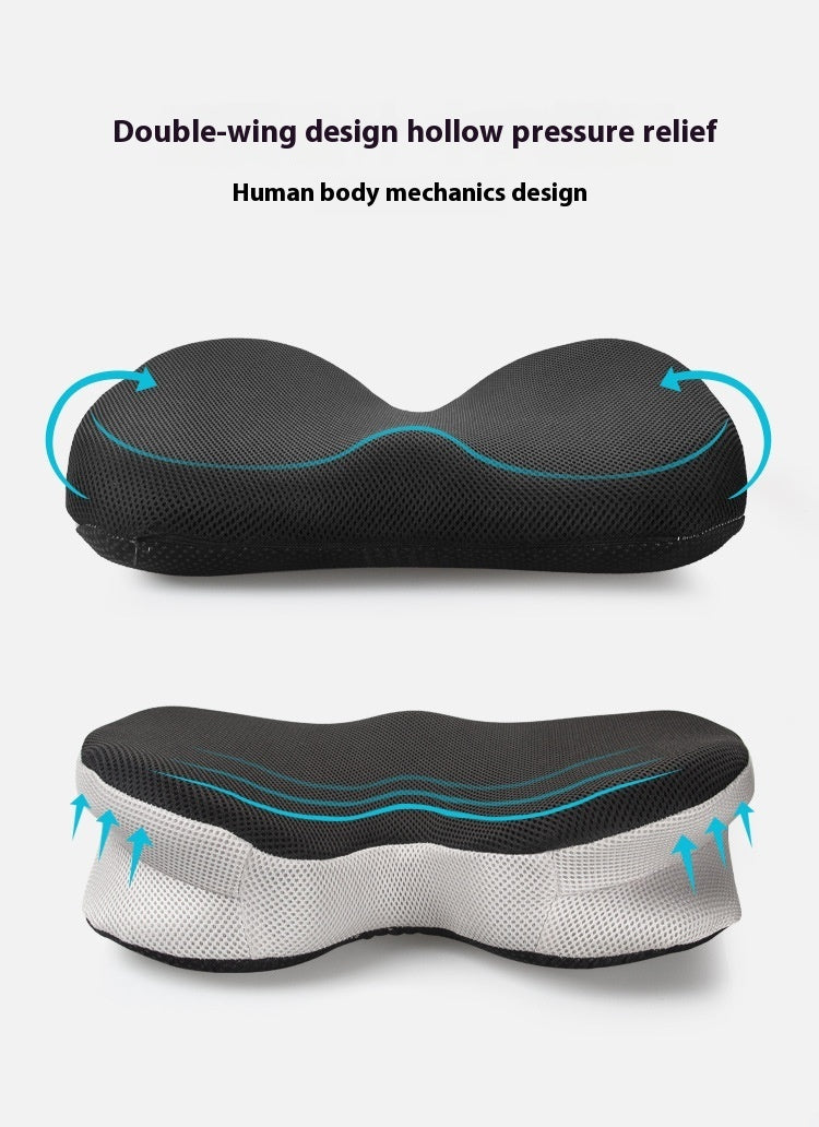 KTX-778131 Memory Foam Office Car Cushion - Black Mesh Fabric, Non-Slip Design, 46x37x13cm