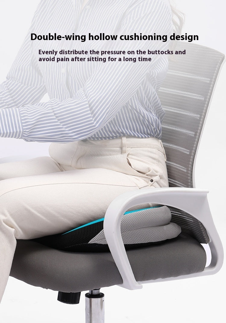 KTX-778131 Memory Foam Office Car Cushion - Black Mesh Fabric, Non-Slip Design, 46x37x13cm