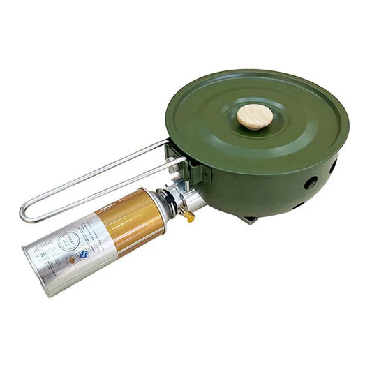 KTX-778835 Portable Butane Gas Stove with Integrated Pot – Windproof Camp Stove for Outdoor Cooking and Hiking